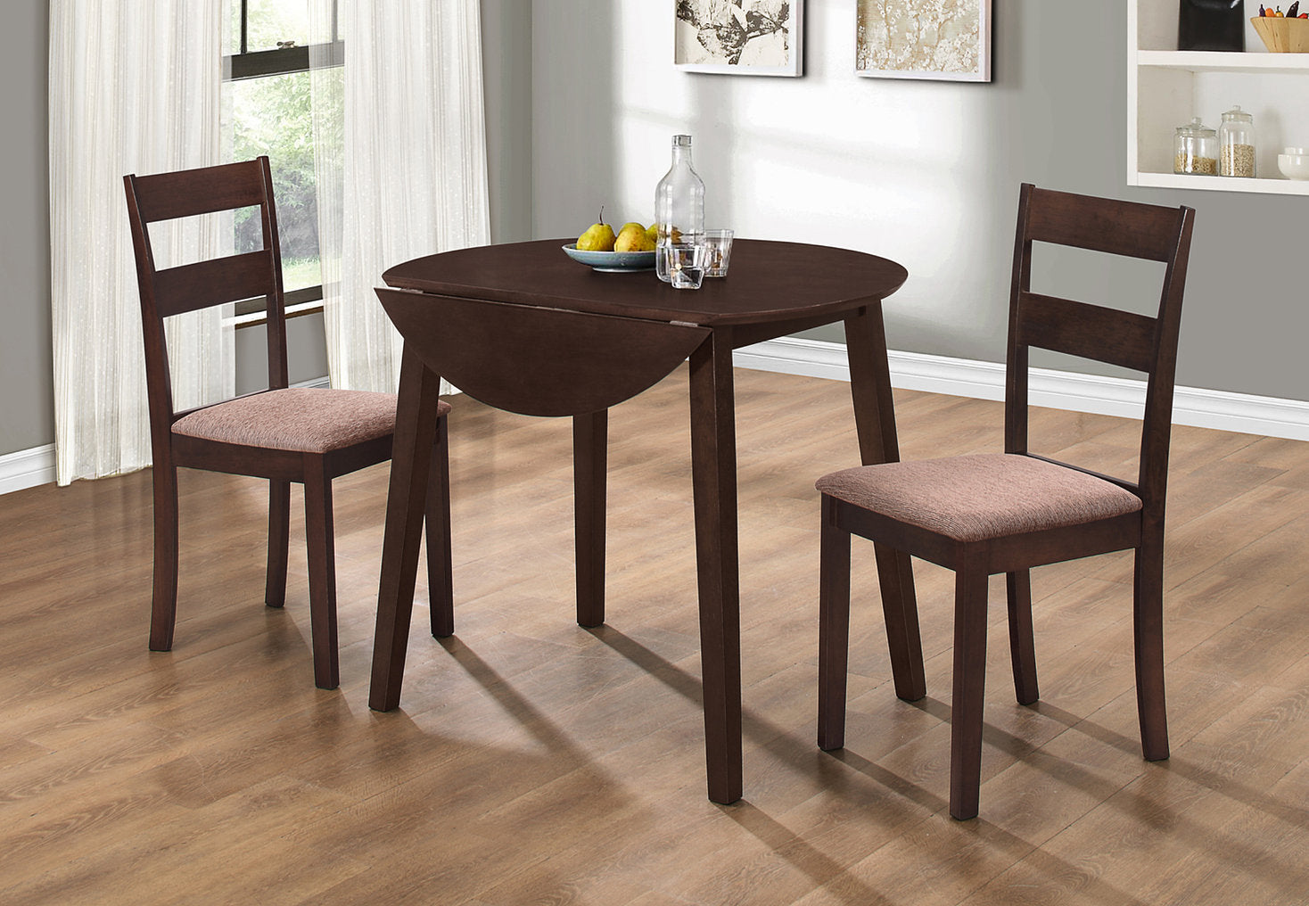 Espresso Wooden Dining Table With 2 Chairs Toronto/C-1033
