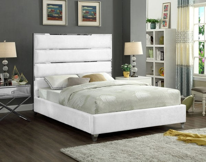 Cream Velvet King Bed 5882