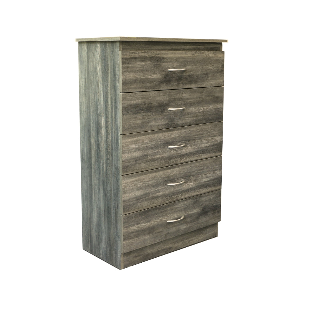 5 Drawer Chest Suede Grey 500