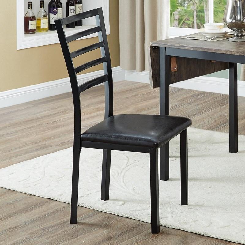 2 Piece Black Metal Dining Chair C-1023