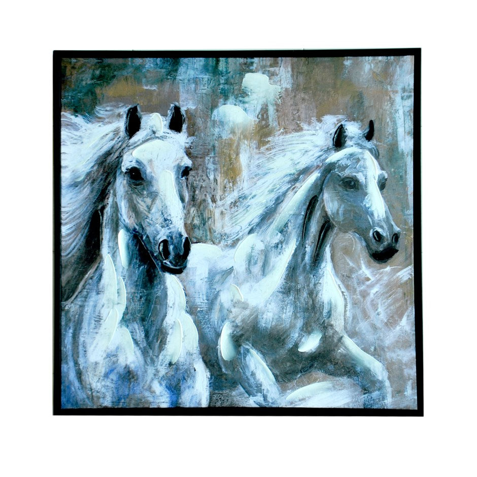 White Horse Glossy Painting with Frame EL 12-446