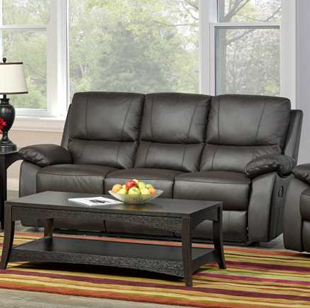 Espresso Genuine Leather Recliner Sofa T 1415