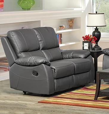 Charcoal Genuine Leather Recliner Loveseat T 1415