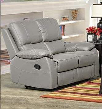 Grey Genuine Leather Recliner Sofa Set T 1415