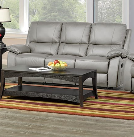 Grey Genuine Leather Recliner Sofa Set T 1415