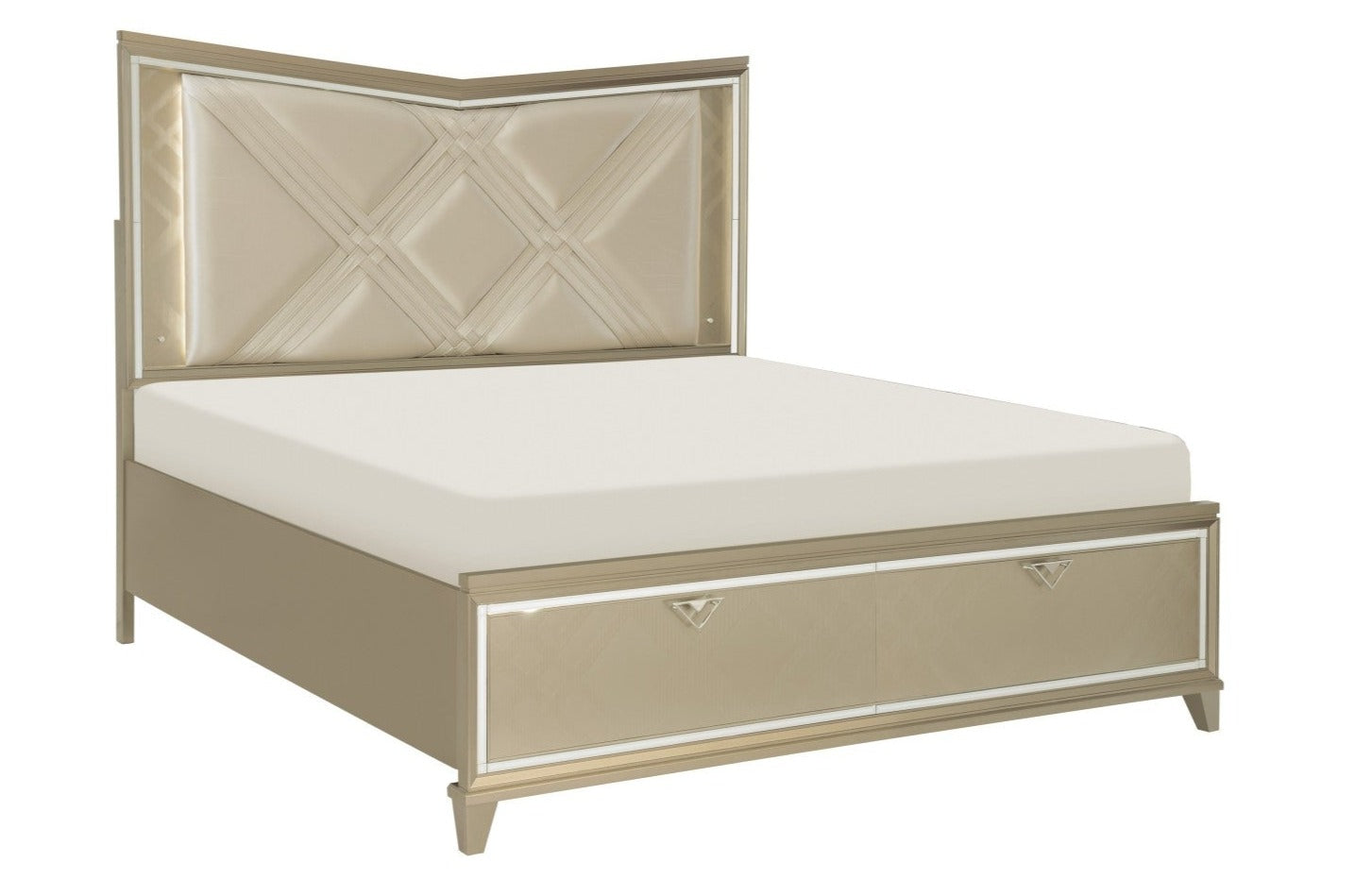 Bijou LED Champagne Metallic Storage Bed 1522