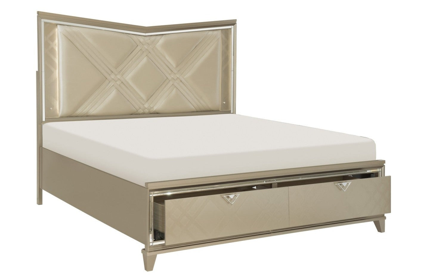 Bijou LED Champagne Metallic Storage Bed 1522