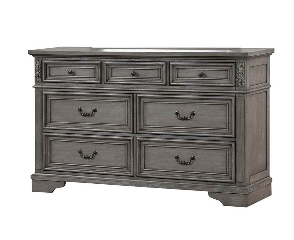 Grace Solid Wood Dresser & Mirror Grey 1561