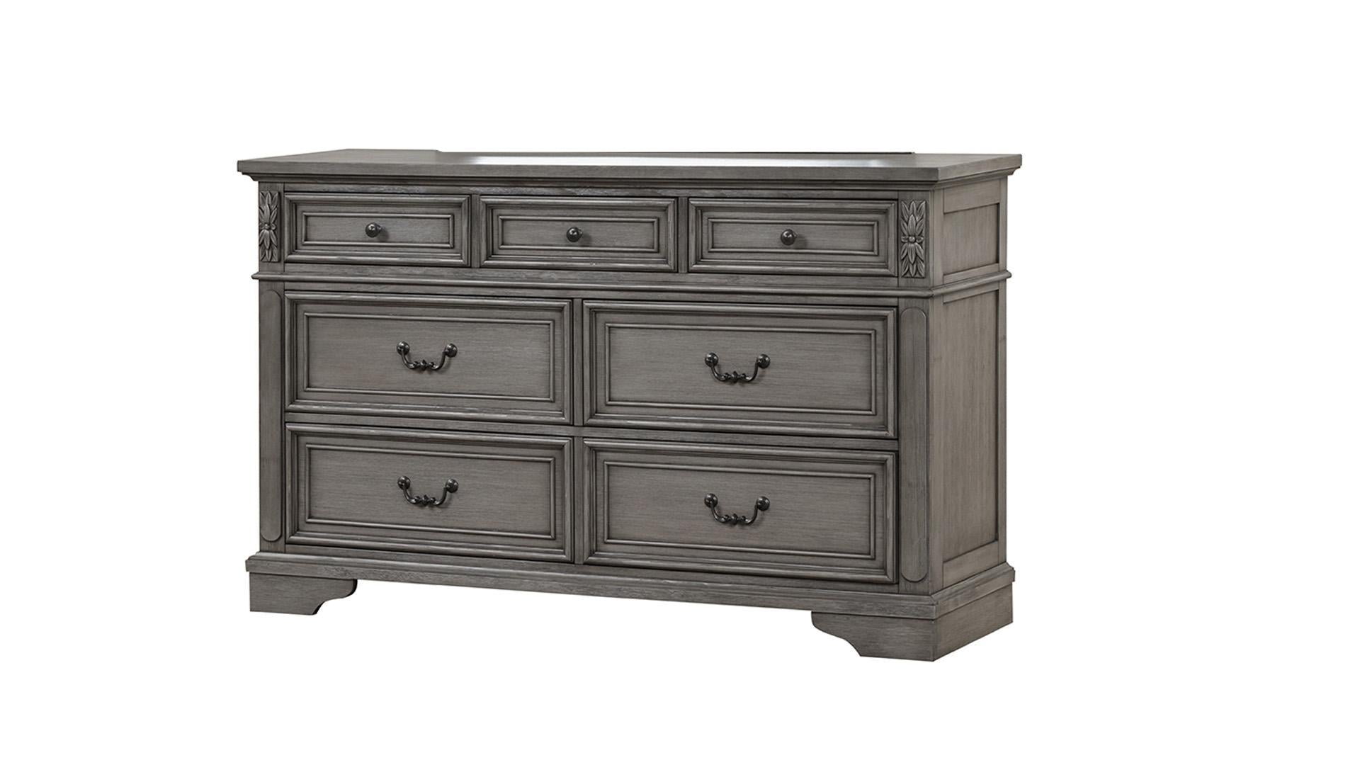 Grace Solid Wood Dresser & Mirror Grey 1561