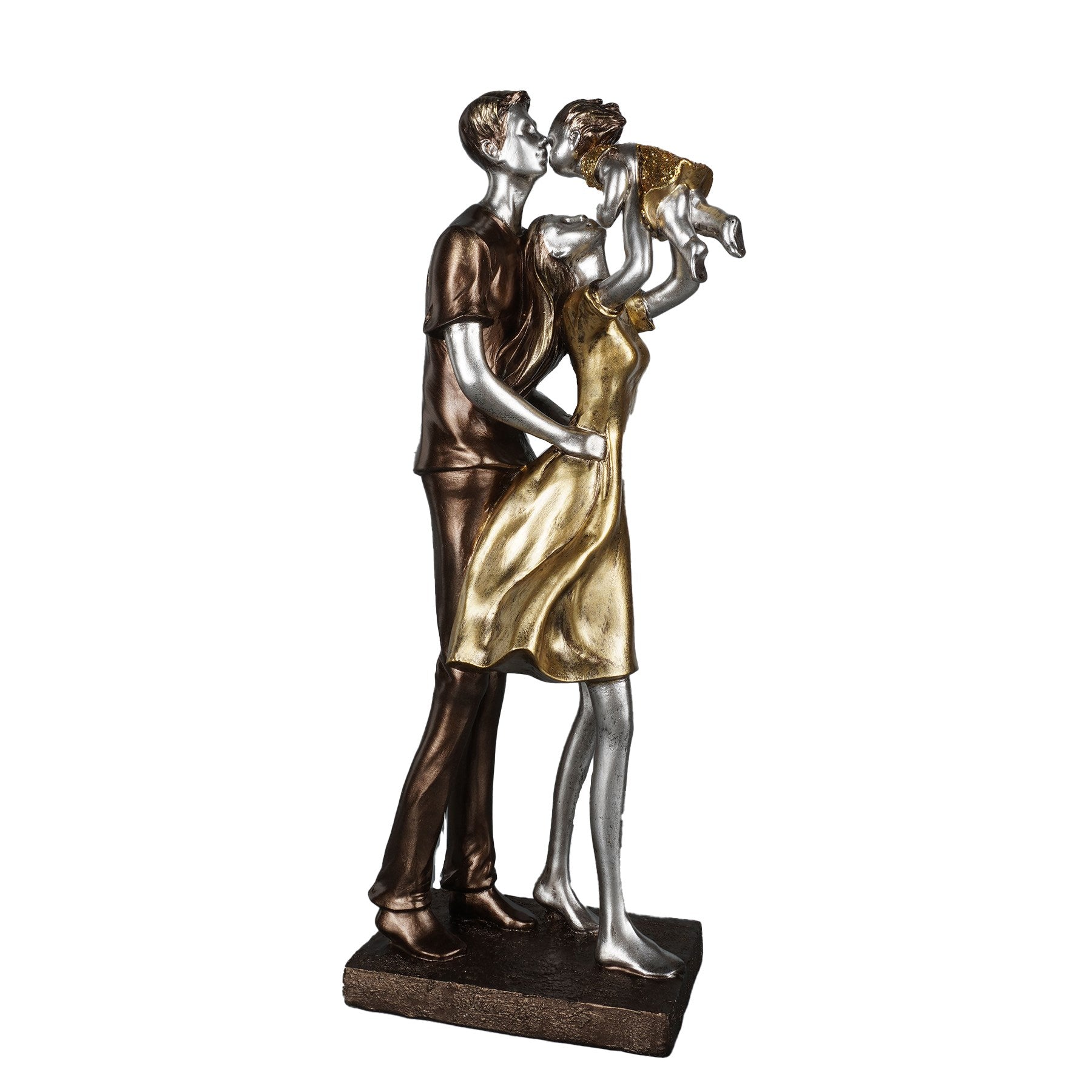 Family Of 3 Kissing Statue