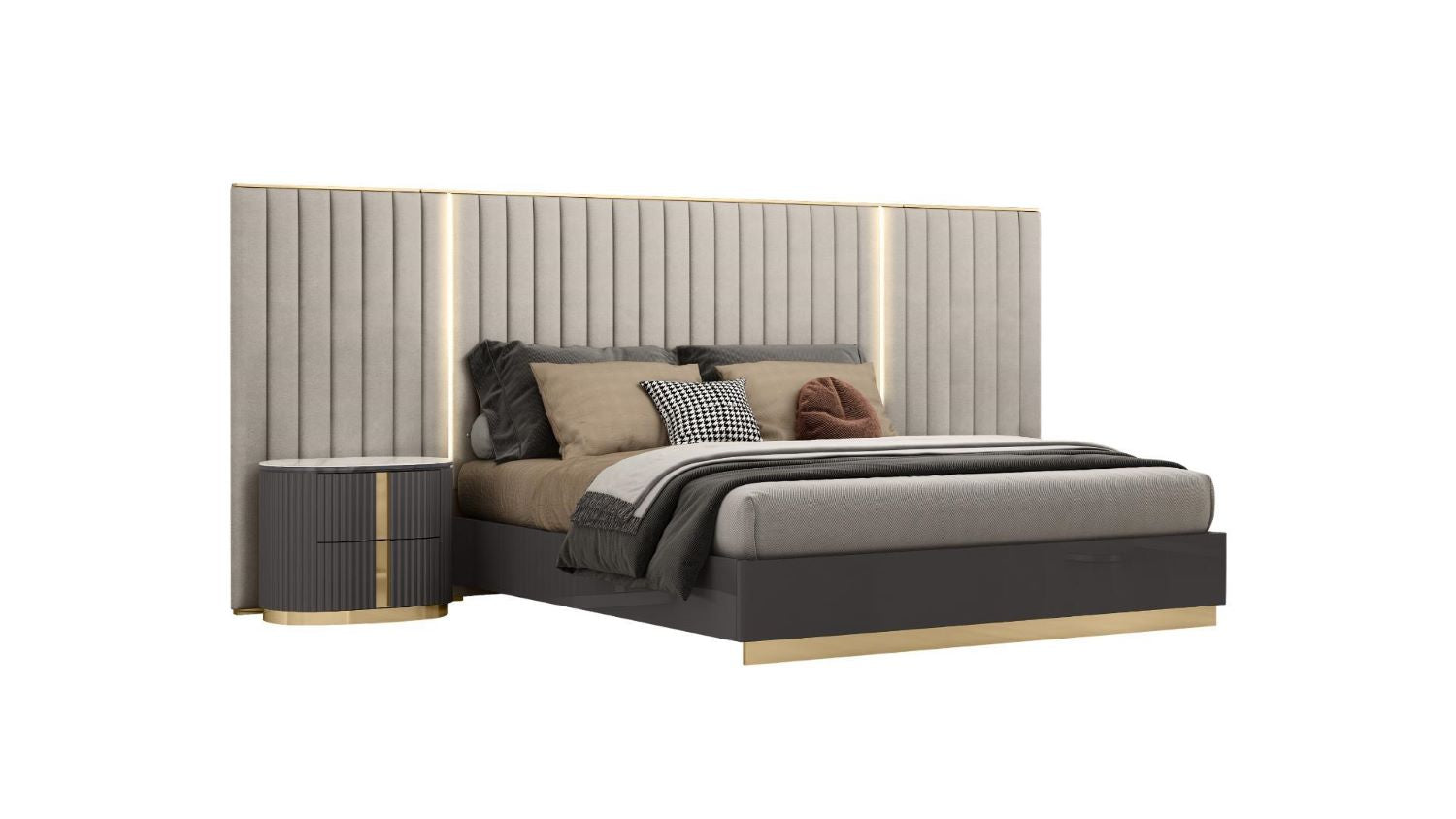 Madrid Bed With LED Headboard Beige 1631