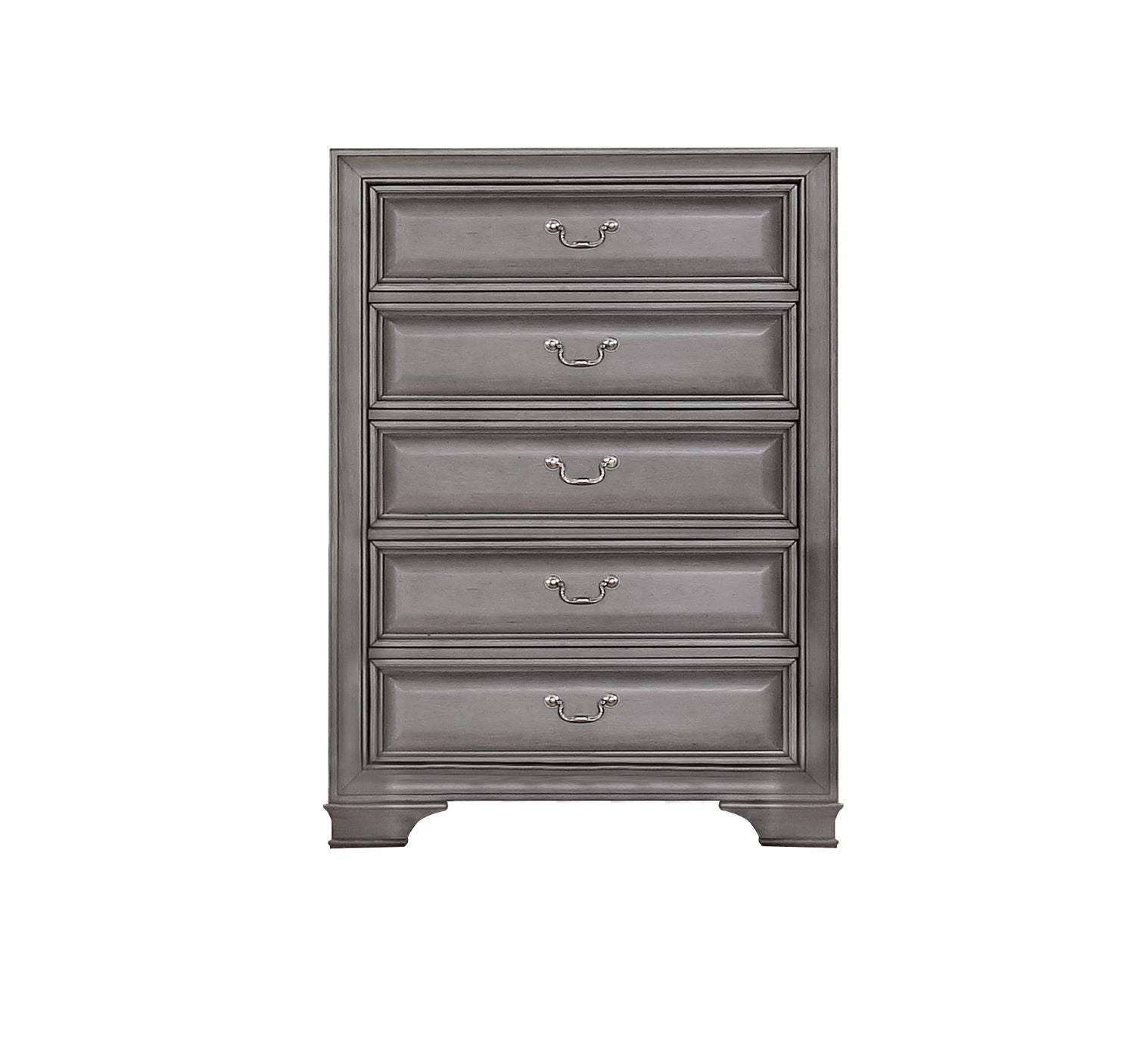 Milton Wooden 5 Drawer Chest Grey 1701