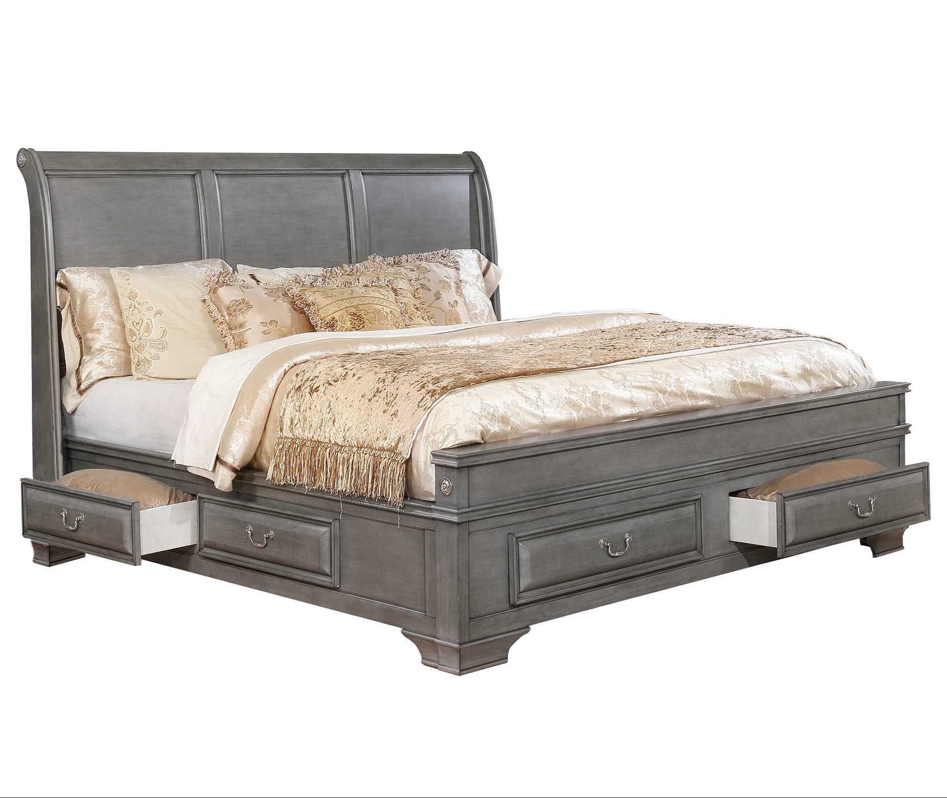 Milton Wooden Bed Grey 1701