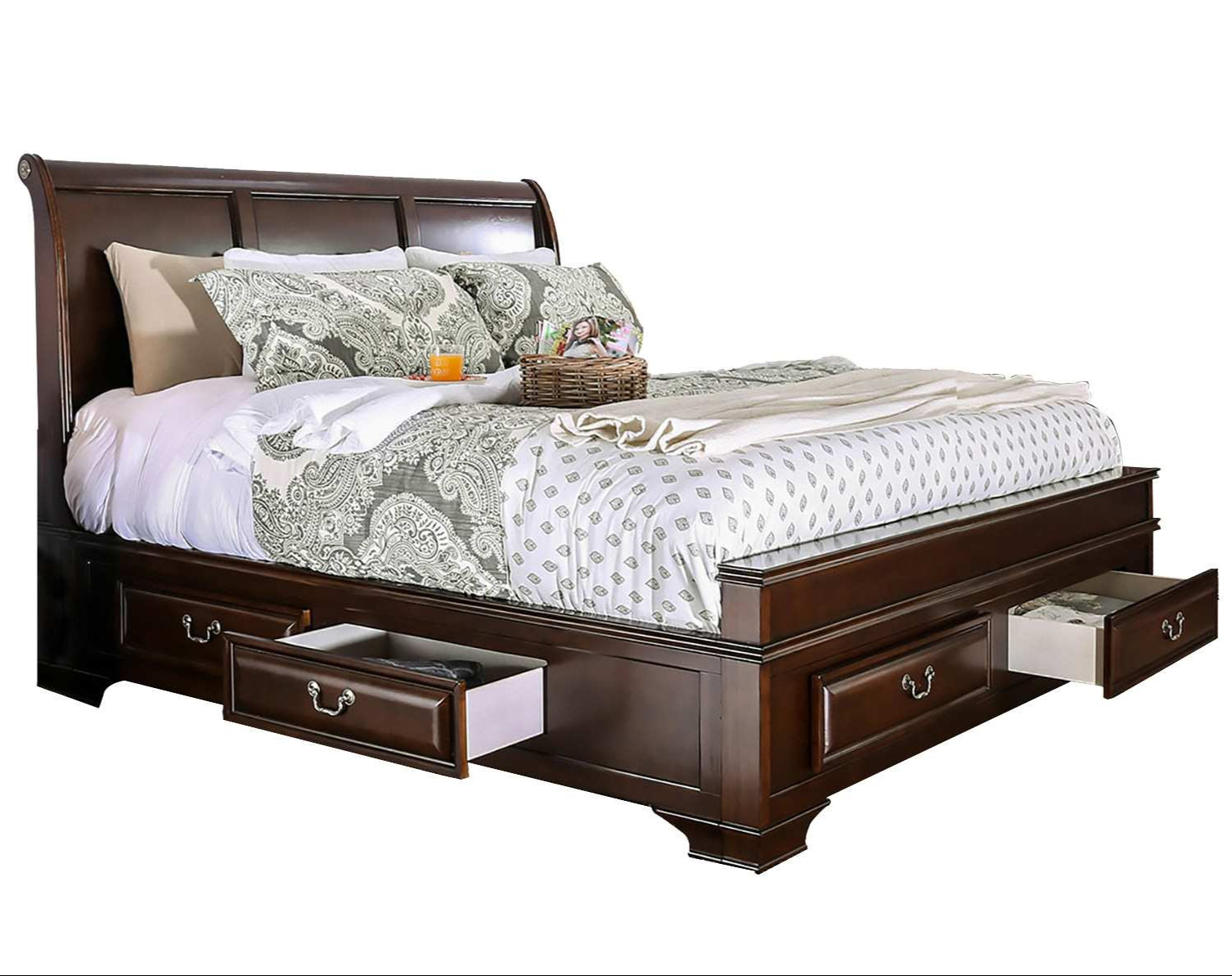 Milton Wooden Bed Cherry Brown 1701