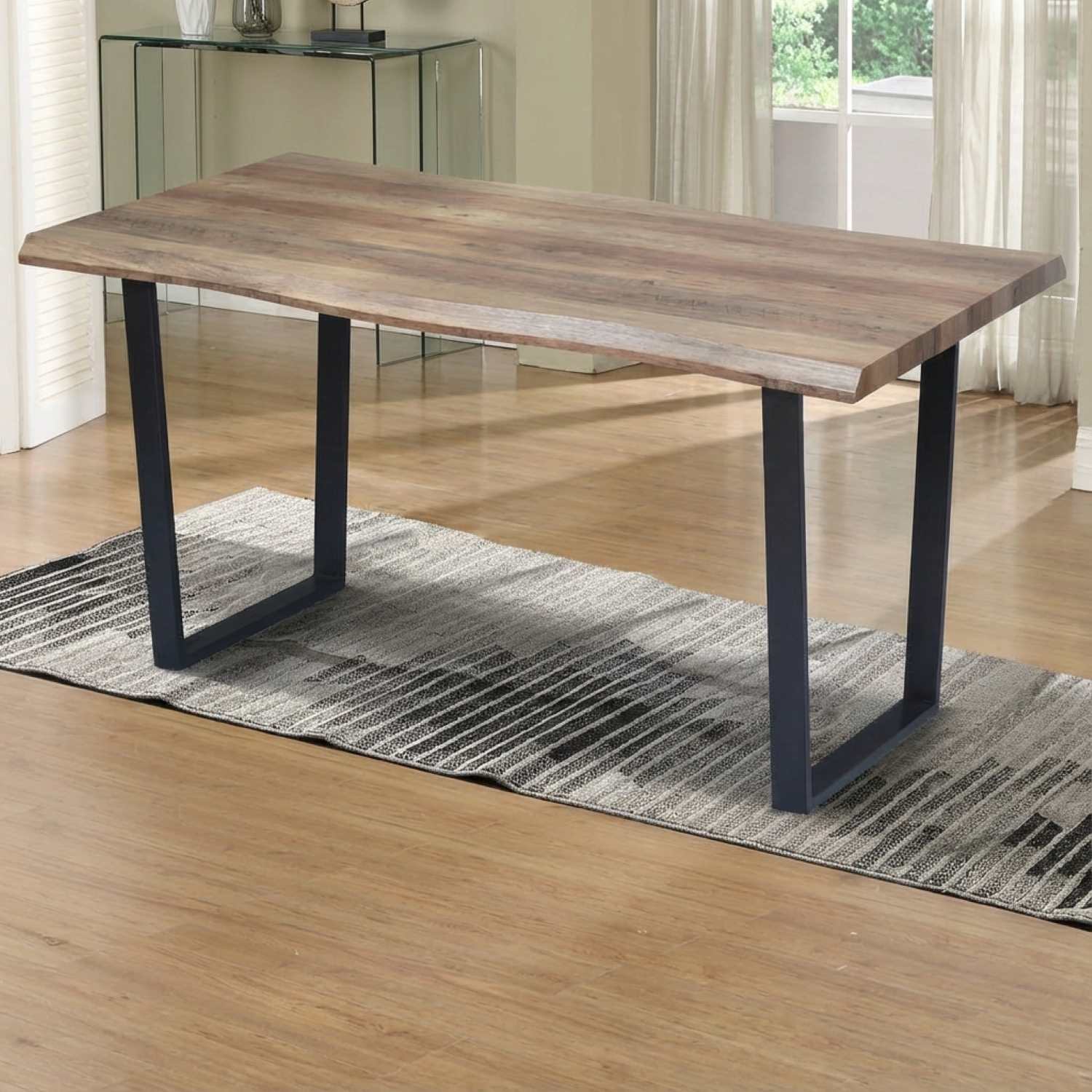 Wood Dining Table with Black Metal Legs 1810