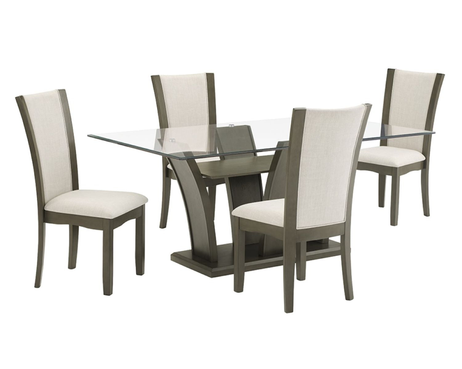 Aria Glass Dining Table + 4 Chairs Grey 183725