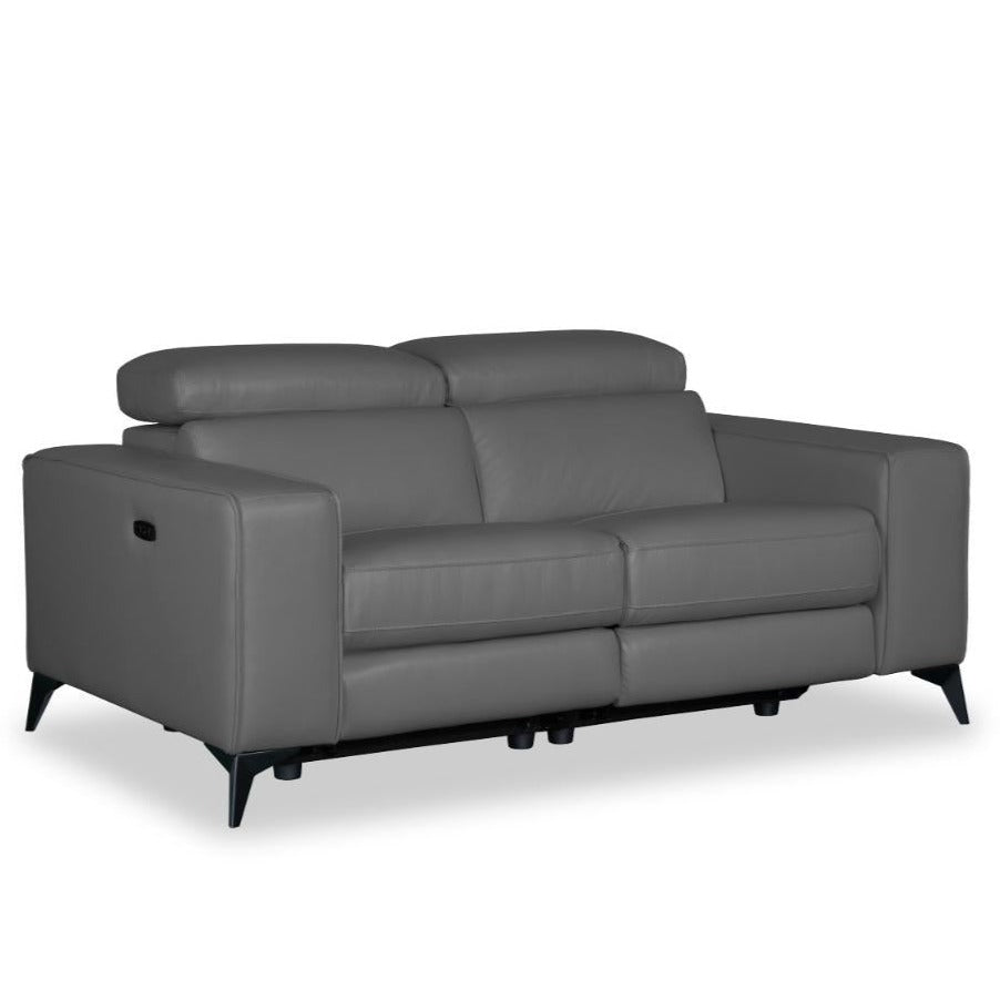 Amiyah Dual Power Genuine Leather Recliner Sofa Collection Dark Grey 1865