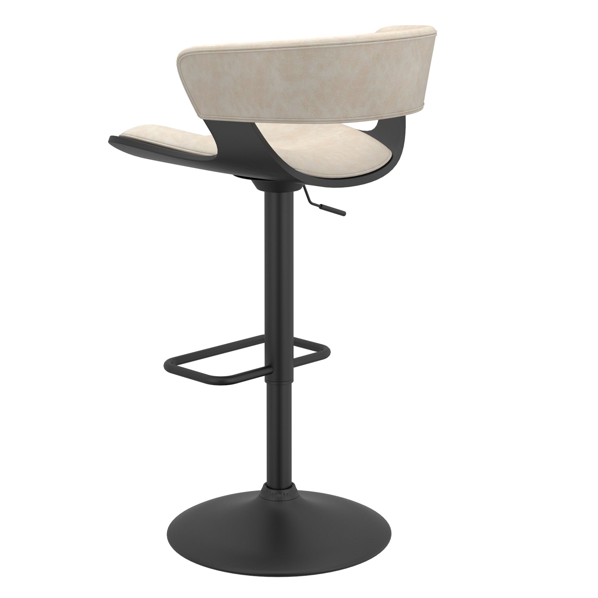 Rover Adjustable Air Lift Stool in Ivory and Black  203-554IV