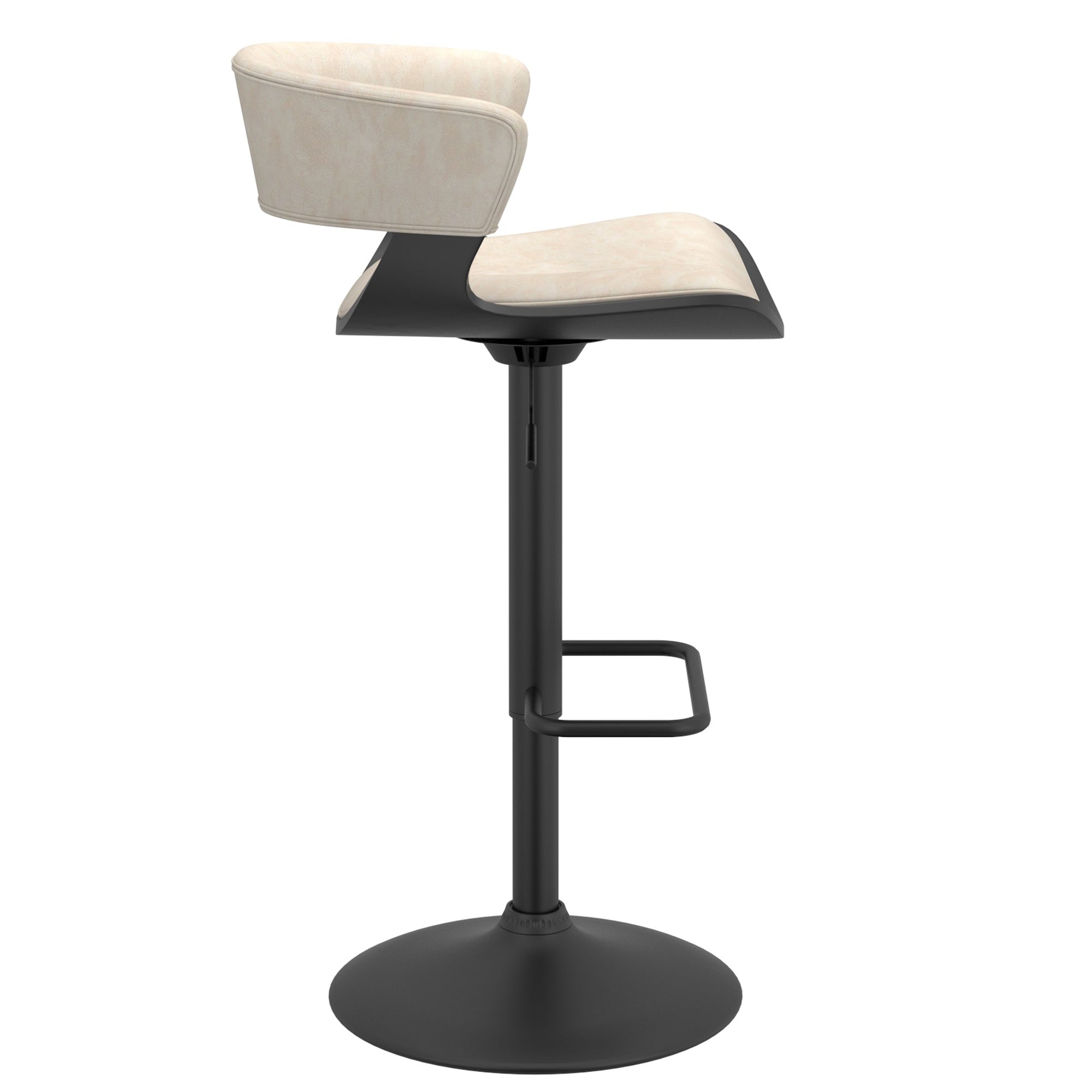 Rover Adjustable Air Lift Stool in Ivory and Black  203-554IV