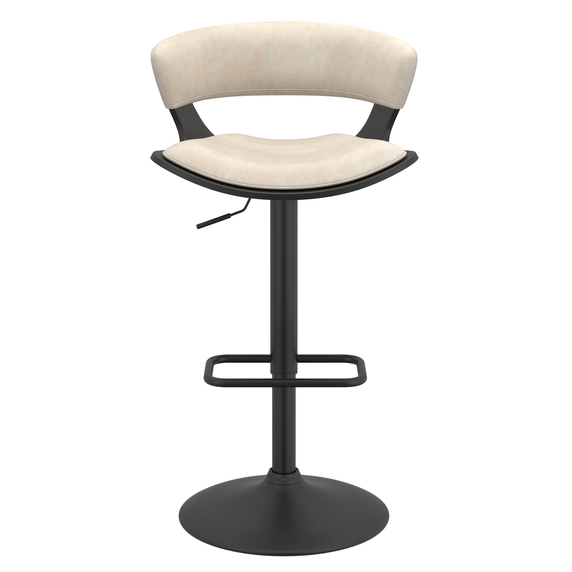 Rover Adjustable Air Lift Stool in Ivory and Black  203-554IV