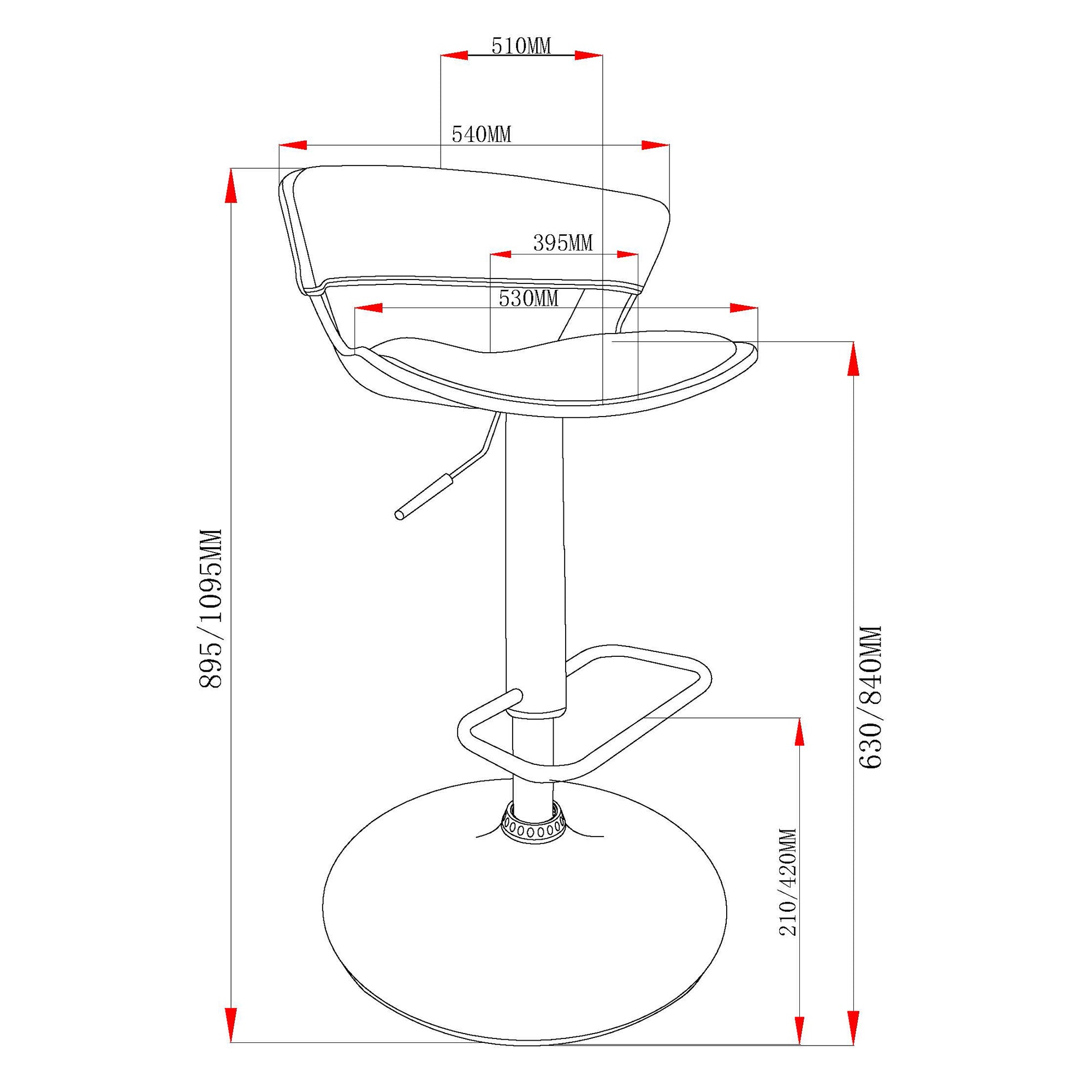 Rover Adjustable Air Lift Stool in Ivory and Black  203-554IV