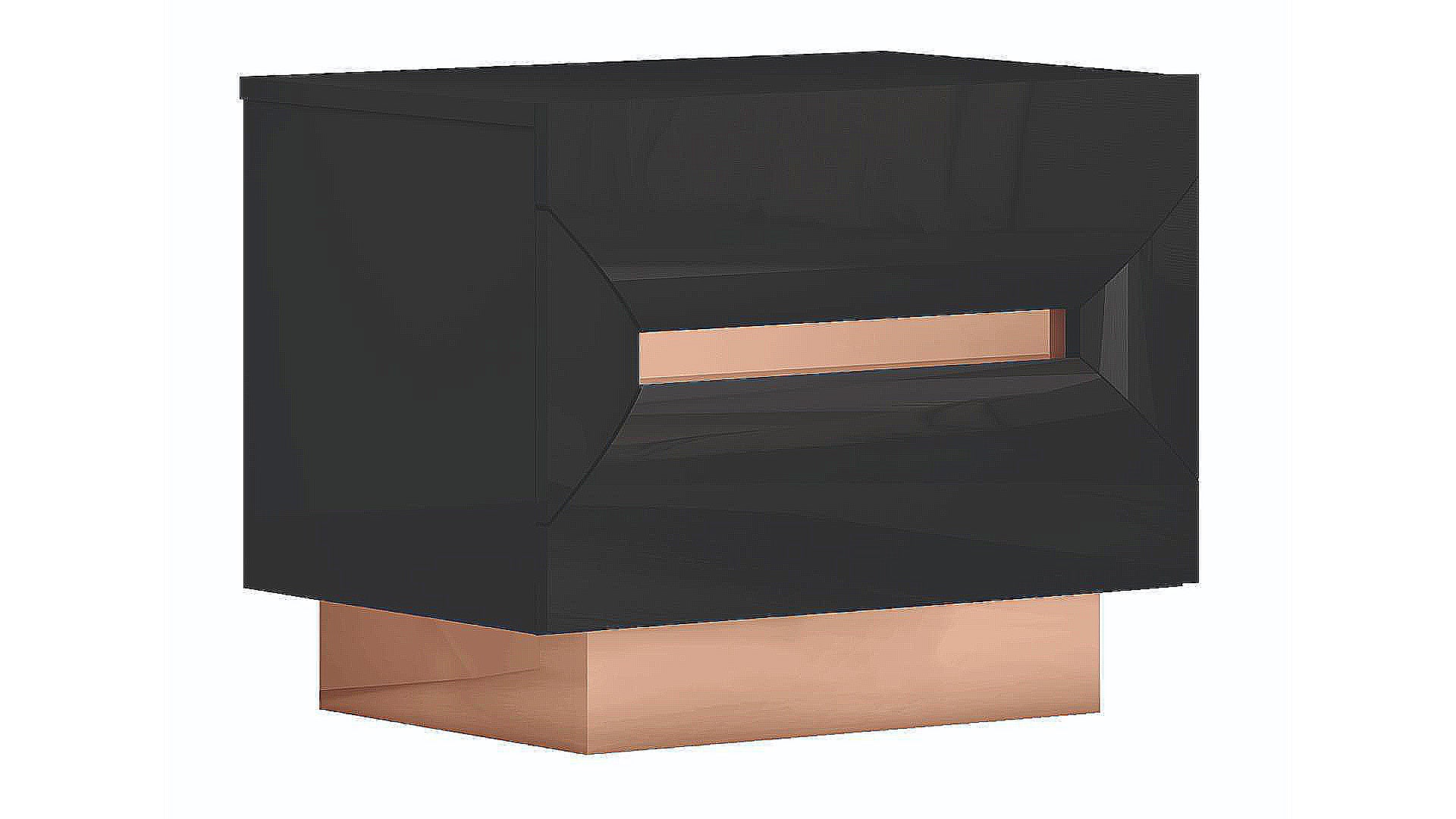 Talia Black Lacquer & Rose Gold Night Stand 2071