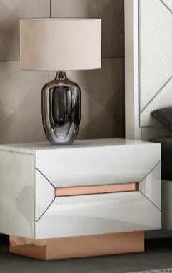 Talia White Lacquer & Rose Gold Night Stand 2071