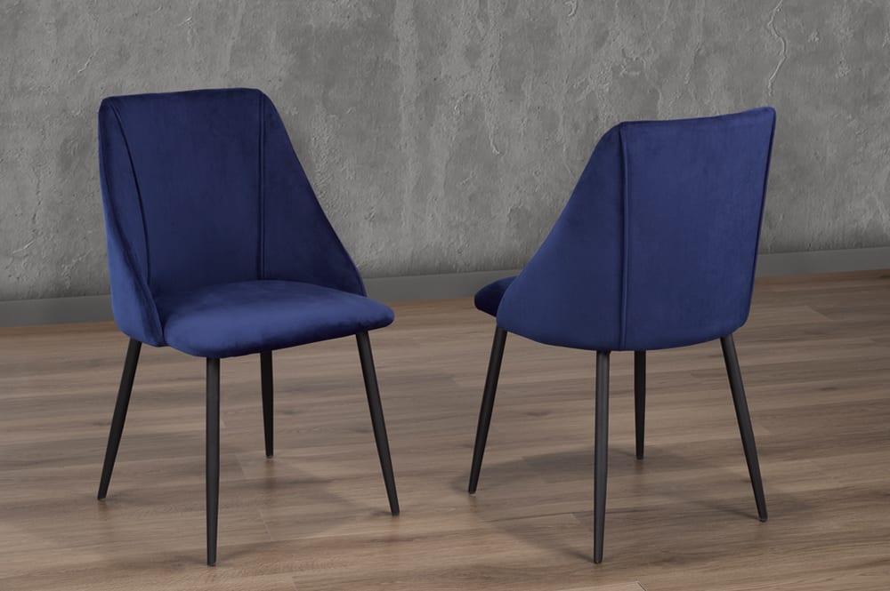 2 Pc Blue Velvet Dining Chairs 212