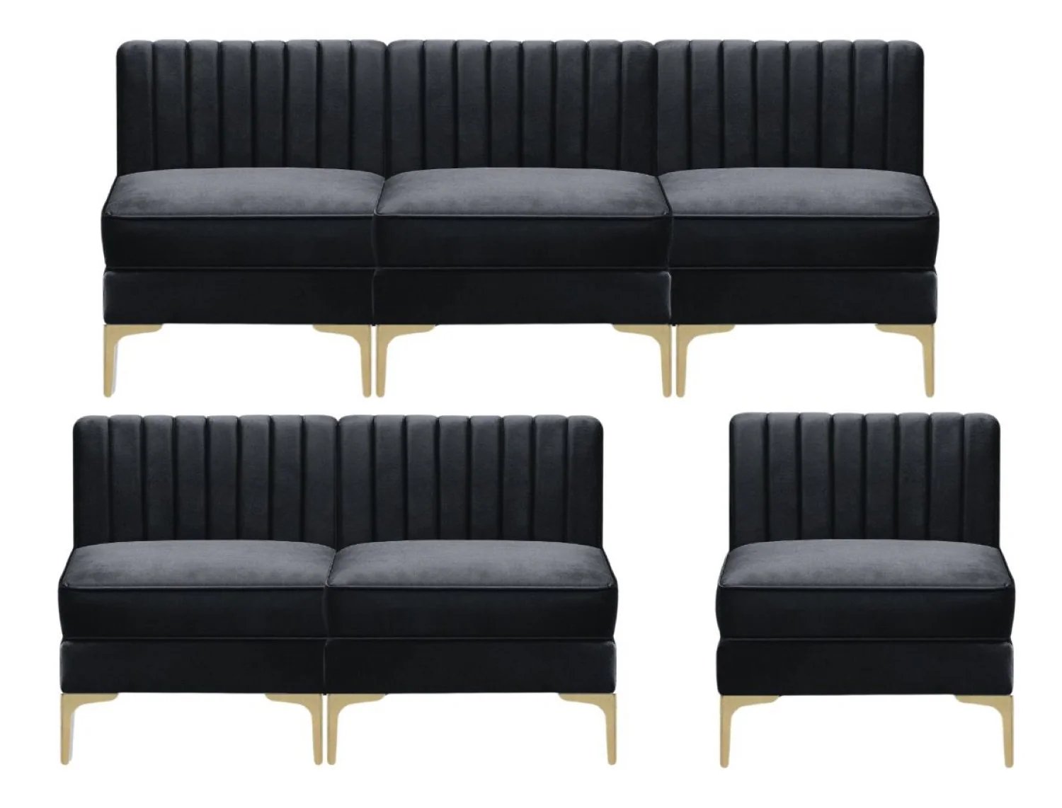 Velvet Fabric Sofa Collection Black - 2210