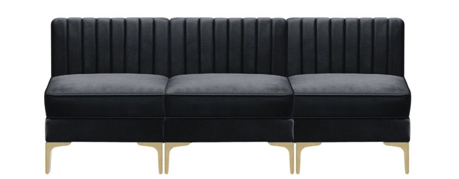 Velvet Fabric Sofa Collection Black - 2210