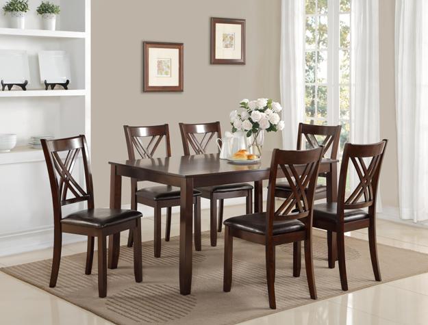 Dark Brown Wooden 7PC Dining Set 2430