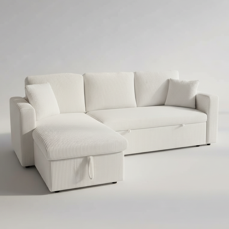 White sectional sofa on a plain background