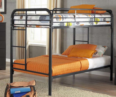 Black Metal Single Bunk Bed with Fully Assembled Platform T 2810