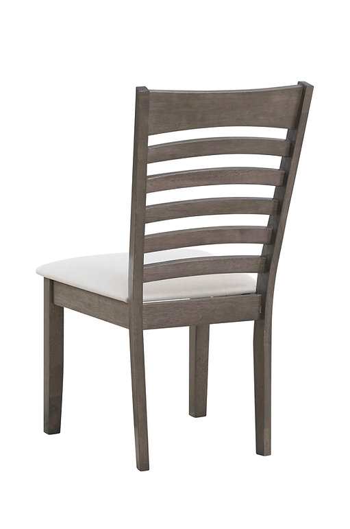 2 Piece Antique Grey Dining Chair in Cream Fabric Seats 1082
