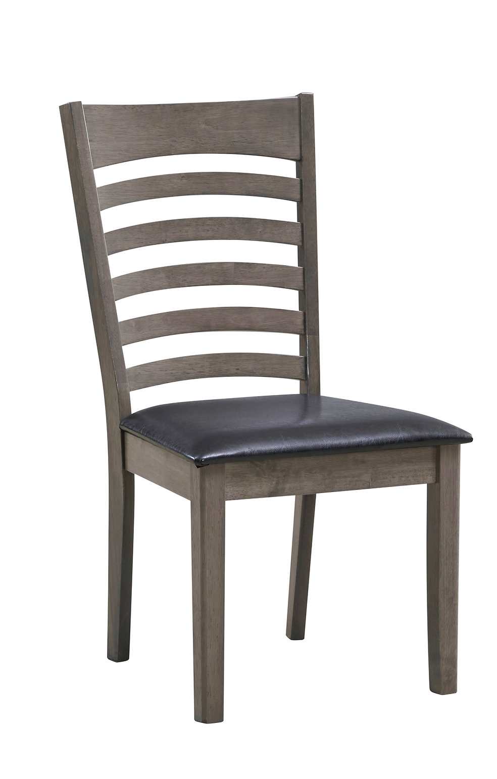 2 Piece Antique Grey Dining Chair in Black PU Seats 1081