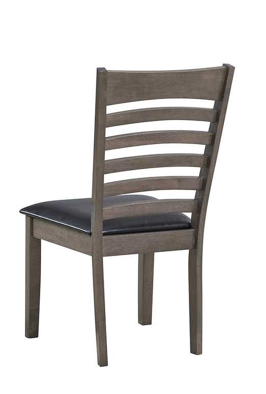 2 Piece Antique Grey Dining Chair in Black PU Seats 1081