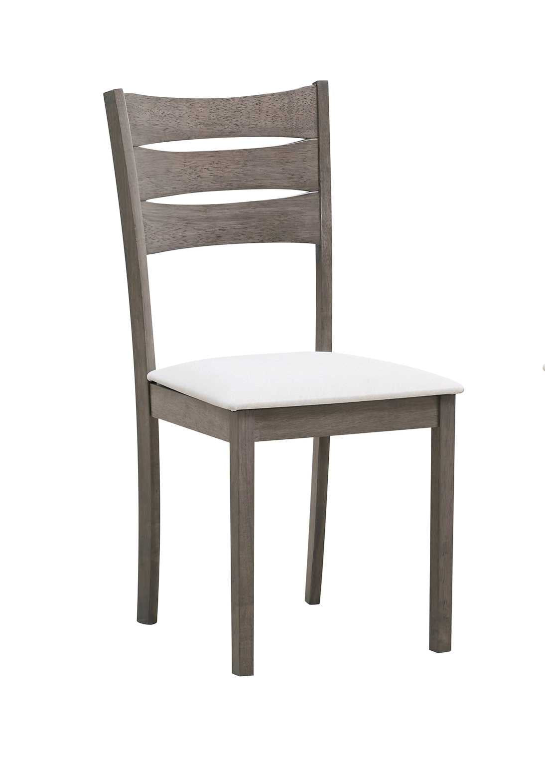 2 Piece Antique Grey Dining Chair in Cream Fabric Seats 1052