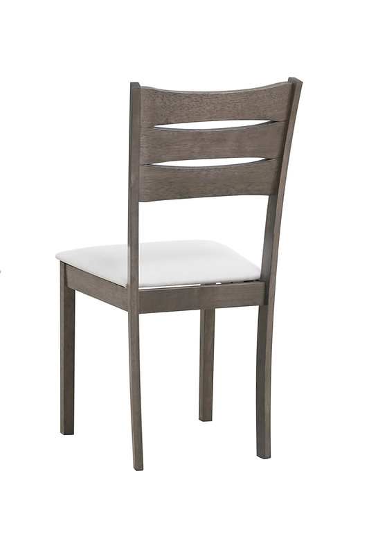 2 Piece Antique Grey Dining Chair in Cream Fabric Seats 1052