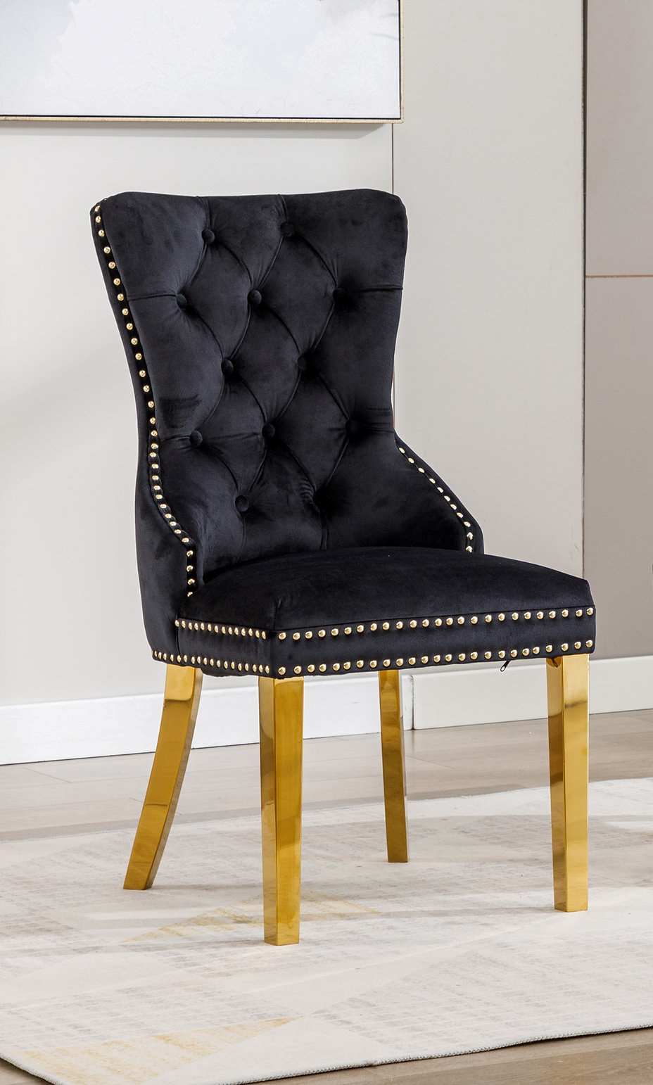 2 Piece Black Velvet Dining Chair 1451