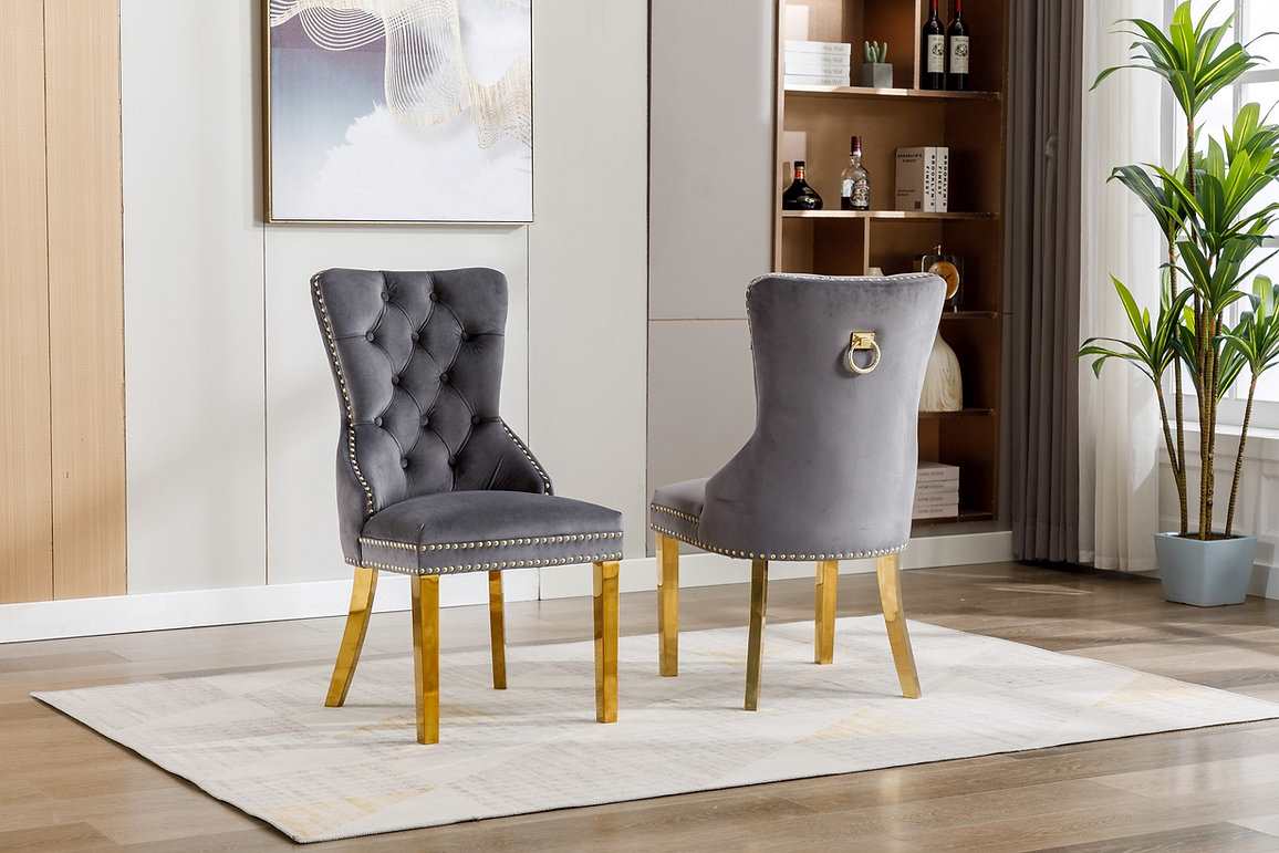 2 Piece Grey Velvet Dining Chair 1450