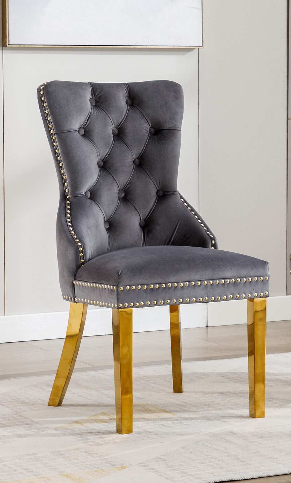 2 Piece Grey Velvet Dining Chair 1450