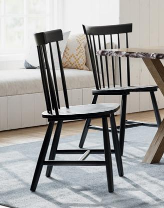 Solid Wood Dining Chair Black Set Of 2 T 3055