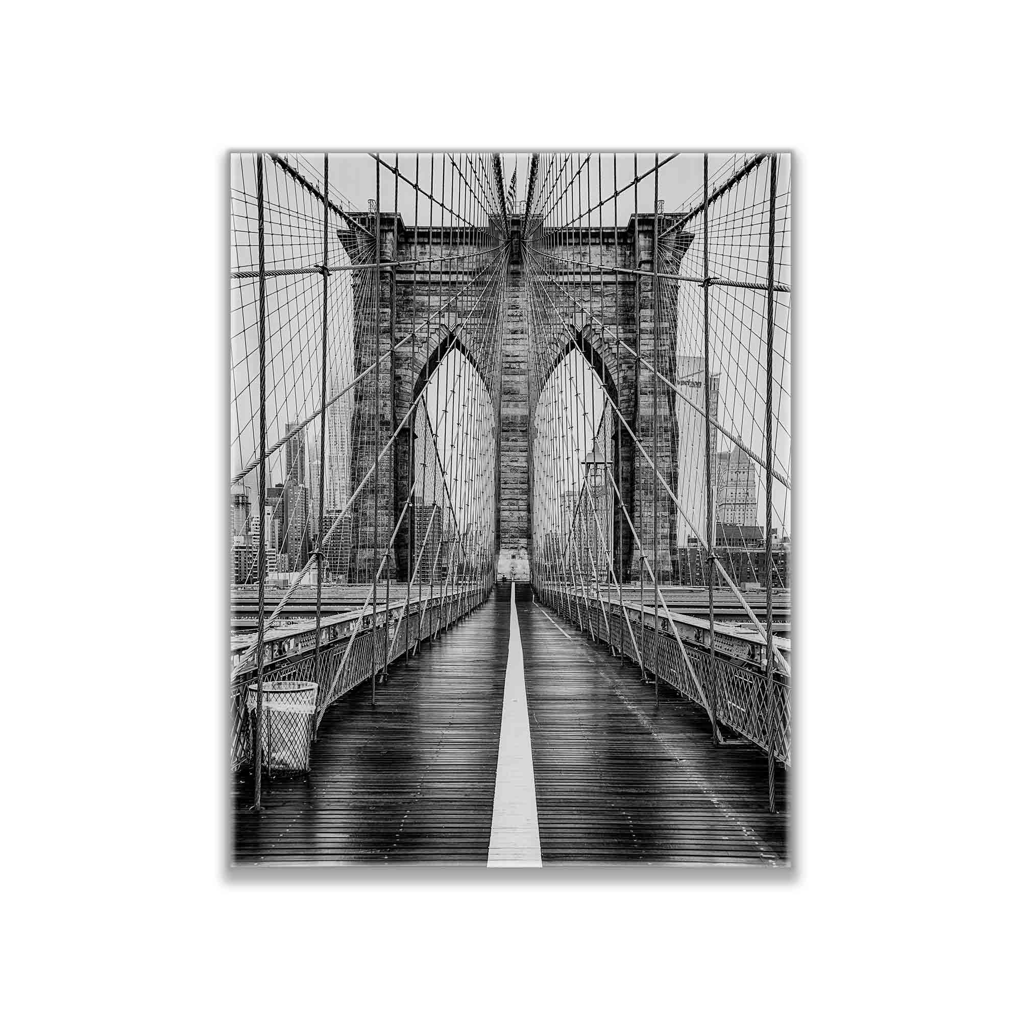 Fine Art Canvas of Brooklyn Bridge in Black & White HDR 36" x 48"