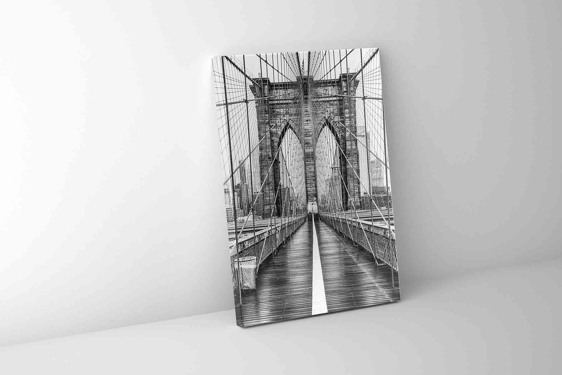 Fine Art Canvas of Brooklyn Bridge in Black & White HDR 36" x 48"