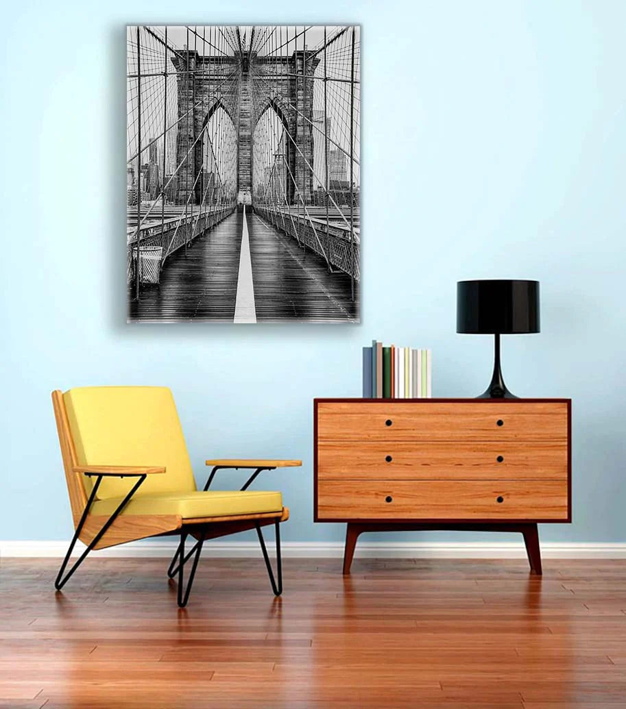 Fine Art Canvas of Brooklyn Bridge in Black & White HDR 36" x 48"