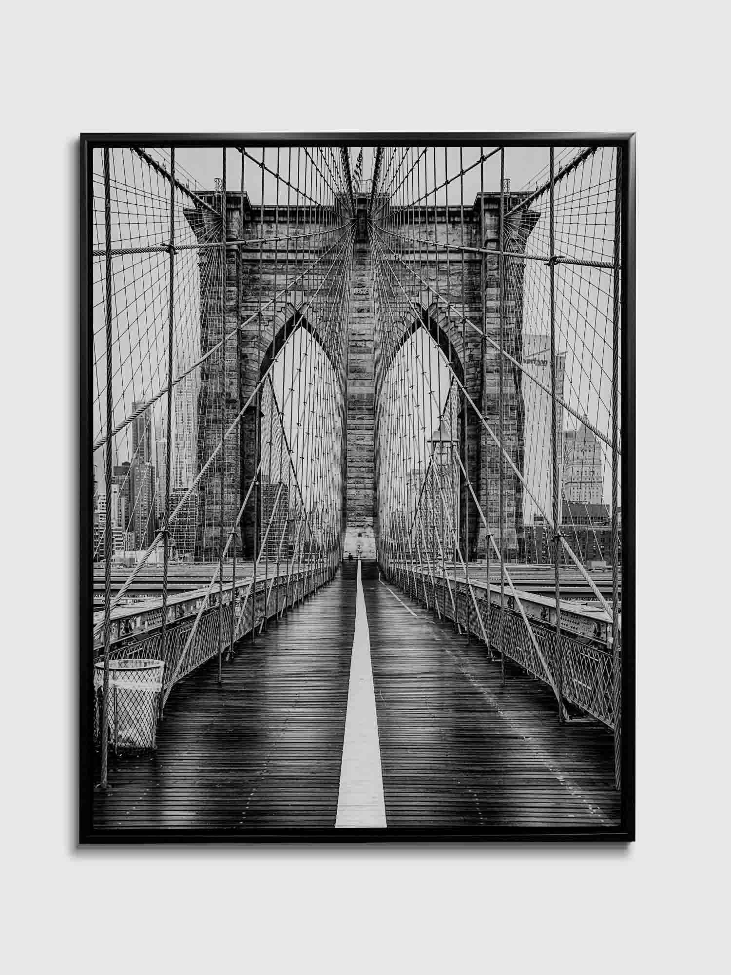 Fine Art Canvas of Brooklyn Bridge in Black & White HDR 36" x 48"