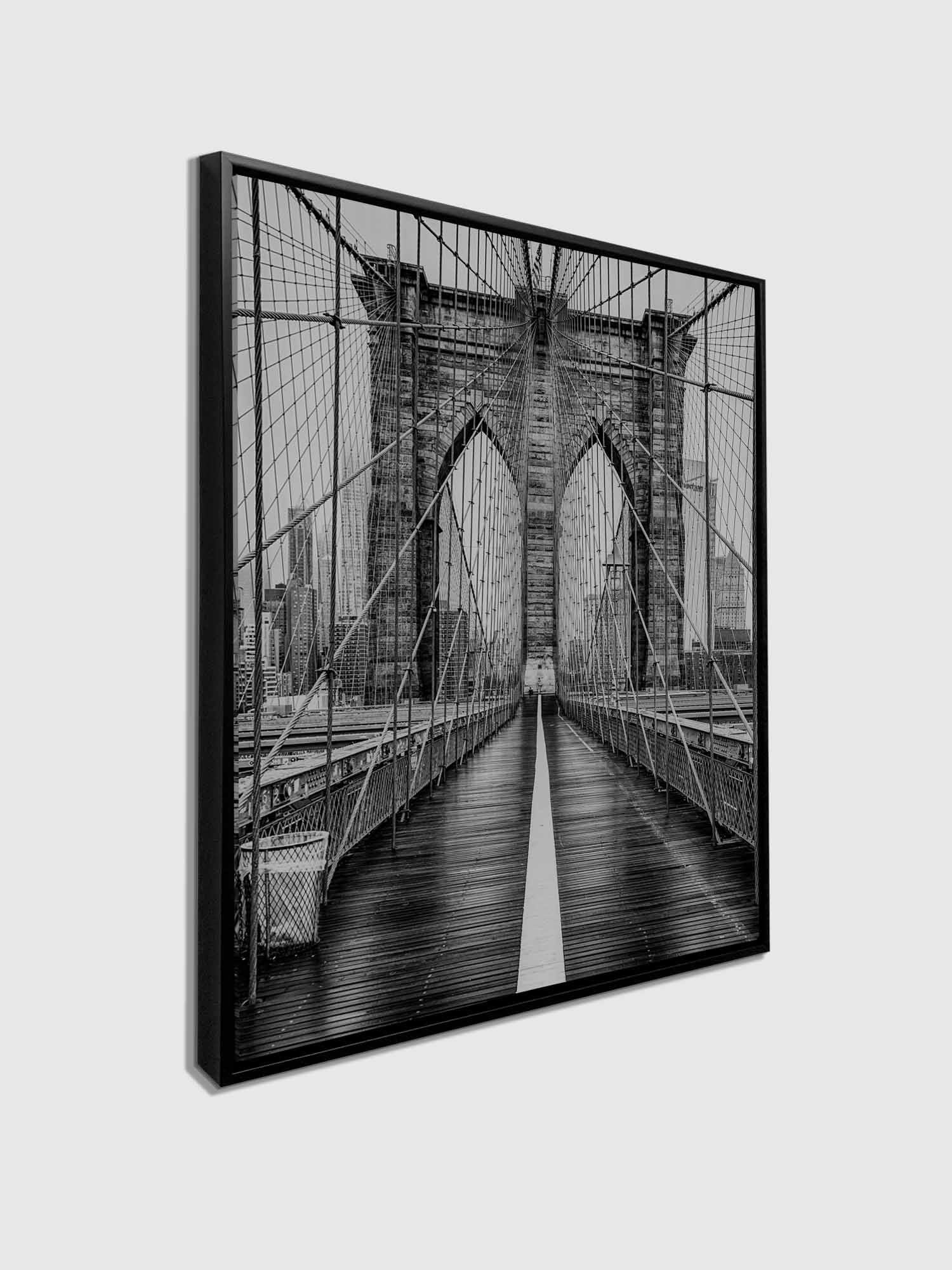 Fine Art Canvas of Brooklyn Bridge in Black & White HDR 36" x 48"