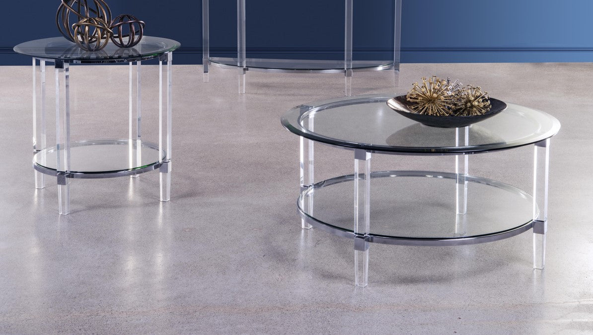 Lyrica Round Coffee Table with Acrylic Legs 3656-01