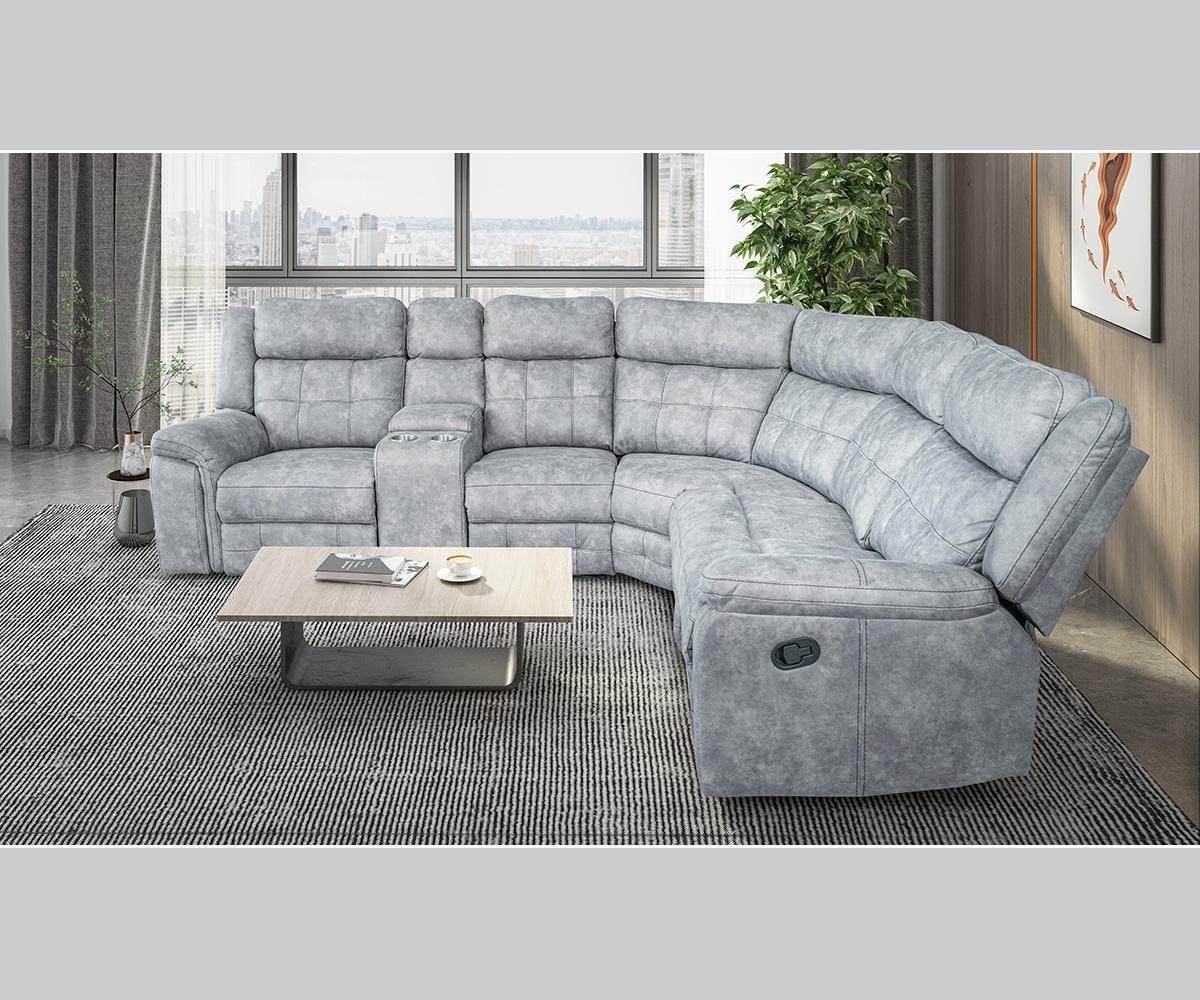 Ivan Palomino Grey Fabric Recliner Sectional Sofa 431500
