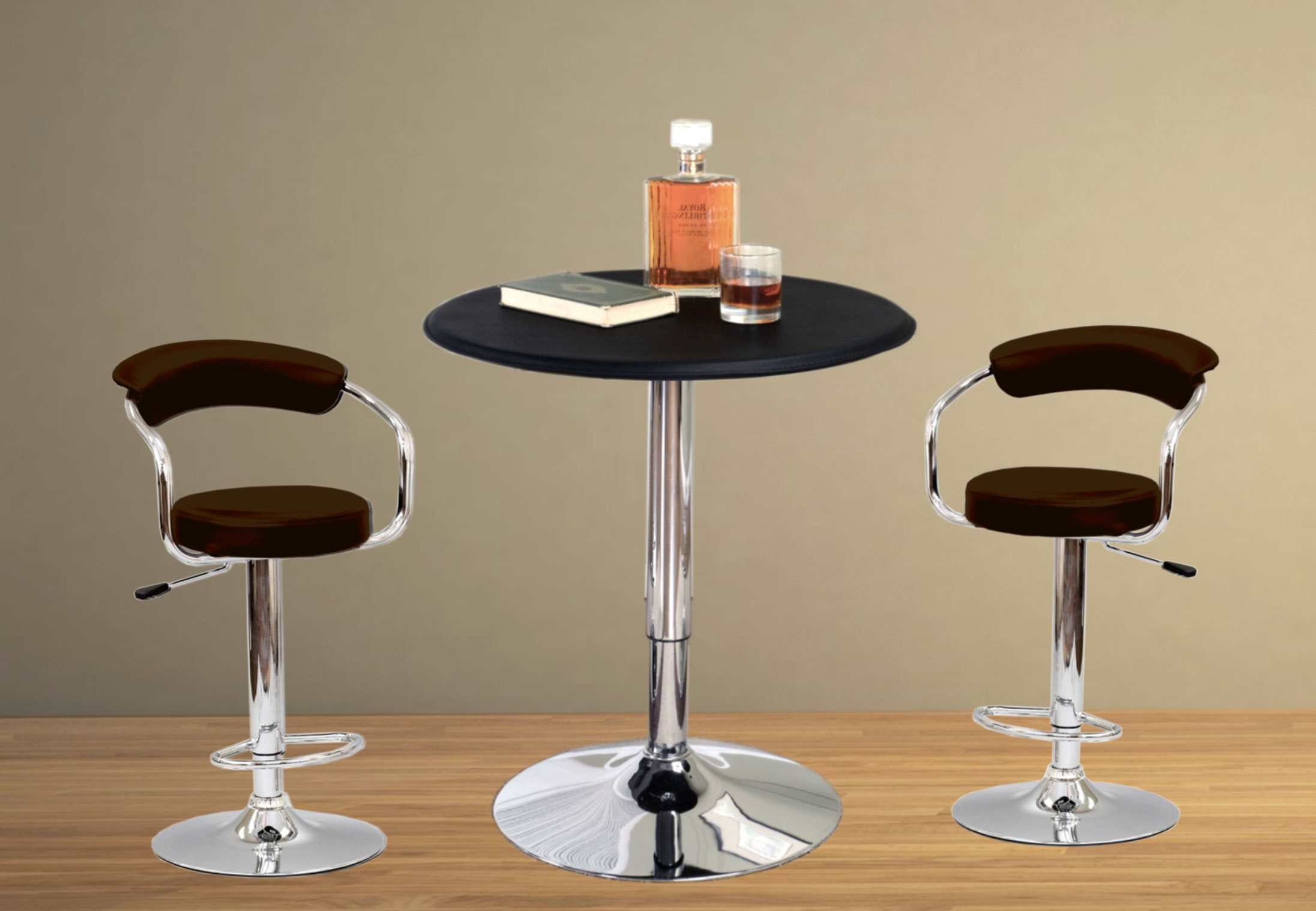 3 Pc Pub Set Adjustable Table with PU Stool Espresso T 135